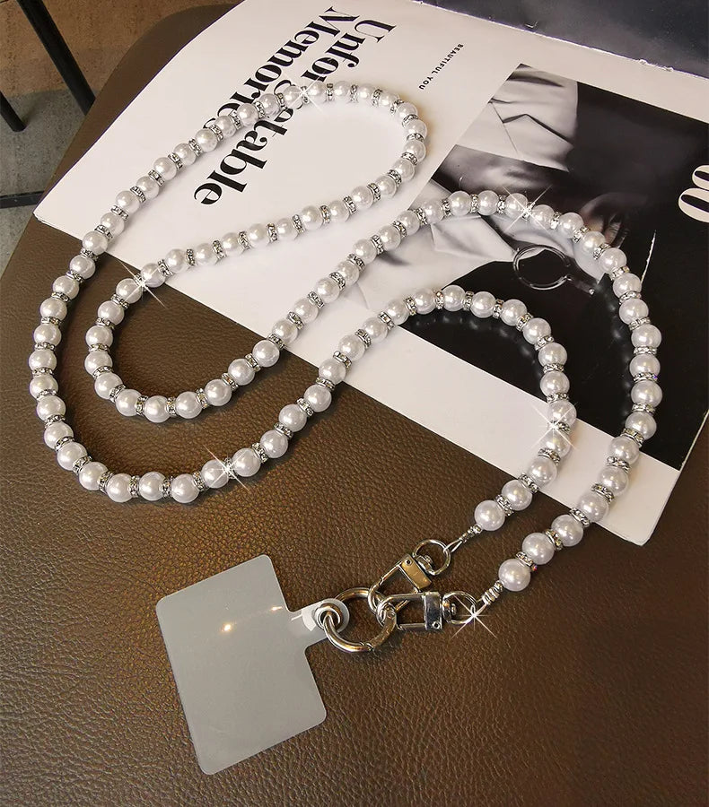 Celestial Pearl Phone Chain Silver