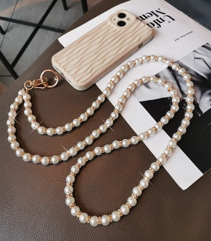 Celestial Pearl Phone Chain Gold