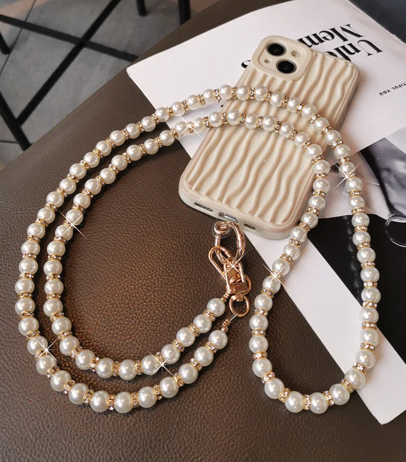 Celestial Pearl Phone Chain Gold